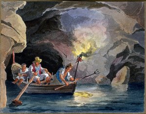 Noční rybolov, cca 1830 (akvatinta) od Teodoro Guglielmo Witting