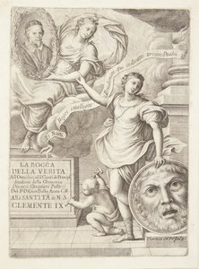 La Bocca della Verita. Titulní viněta s portrétem papeže Klementa IX od Teresa del Pò