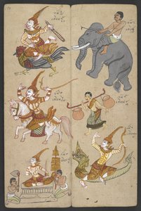 Nebo 16455 f.10r, Zvířata ze zvěrokruhu, z Phrommachatu (pergamen) od Thai School