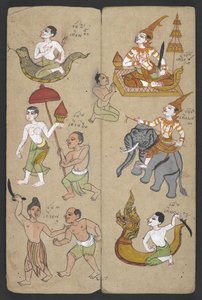 Nebo 16455 f.2r, Zvířata ze zvěrokruhu, z Phrommachatu (pergamen) od Thai School