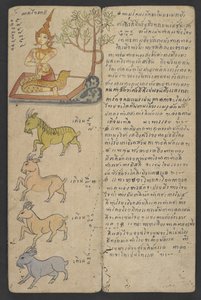 Nebo 16455 f.5r, Zvířata ze zvěrokruhu, z Phrommachatu (pergamen) od Thai School