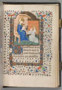 Kniha hodin Použití Paříže: Fol. 198r, Madonna a dítě s andělem, c. 1420.