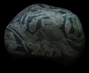 Kámen ica. Muž zabíjející dinosaura. od The Ica stones.