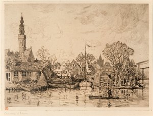 Loděnice v Edamu (Nizozemsko) od Théo van Rysselberghe