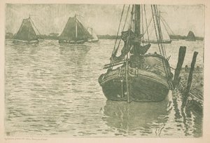 Lodě v dešti od Théo van Rysselberghe