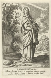 Heilige Emerentiana van Rome S. Emmerantiana (title on object) Vrouwelijke heiligen (series title) Speculum Illustratum Virginum (series title)   1333042   cs       czech Successfully Translated  Original: Fol.135v Second Gospel of Matthew, from the Borso  od Theodoor Galle