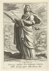 Svatá Uršulo S. Vrsvla (titul na objektu) Feminine heiligen (název série) Mirror Illuminated Virgin (název série)