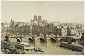 Ile de la Cite a Pont Neuf v Paříži od Theodor Josef Hubert Hoffbauer