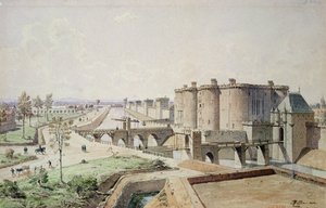 Bastila v roce 1420 (pero, tuš a čb na papíře) od Theodor Josef Hubert Hoffbauer