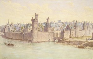 Tour de Nesles (pero a inkoust a wc na papíře) od Theodor Josef Hubert Hoffbauer