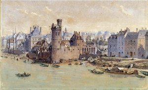 Pohled na věž Nesles v Paříži v 17. století. Akvarel od Theodora Josepha Huberta Hoffbauera (1839-1922) 19. stol. Paříž, Musee Carnavalet od Theodor Josef Hubert Hoffbauer