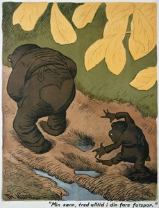 V otcových stopách (akvarel a pero) od Theodor Kittelsen