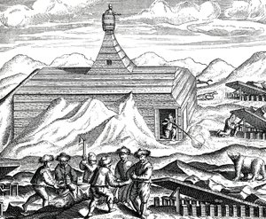 Karhun leikkaaminen pohjoisnavalla, n. 1600 (kaiverrus) od Theodor de Bry