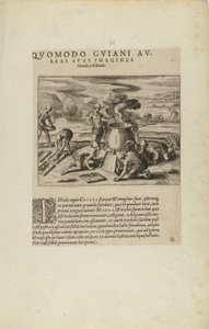 Quomodo Guiani Au-/reas Suas Imagines/Fundere Soleant. (z knihy Americae, část sedmá a osmá) od Theodor de Bry