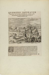 Quomodo Imperator/Regni Guianae, Nobiles Suos Or-/Nare.... (z knihy Americae, část sedmá a osmá) od Theodor de Bry