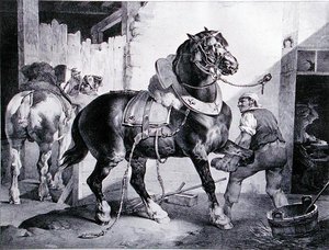 The Forge (litho) od Theodore (after) Gericault