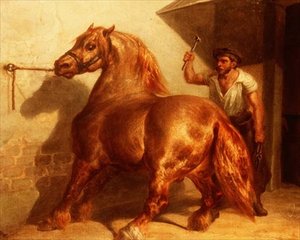 Vozový kůň u kováře od Theodore (attr. to) Gericault