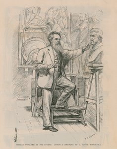 Sochař Thomas Woolner při práci ve svém ateliéru od Theodore Blake Wirgman