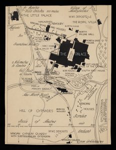 Mapa budov Knossos obklopujících palác, circa 1903 od Theodore Fyfe