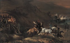 Postupující dělostřelectvo od Theodore Gericault