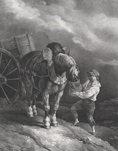 Chlapec krmící vozíkového koně z nosního vaku, 1822. od Theodore Gericault