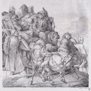 Vozík naložený zraněnými vojáky od Theodore Gericault