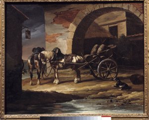 Vozík naložený sudy s vínem nebo obraz Haquet od Theodora Gericaulta (1791-1824) 1819 Rozm. 0,6x0,73 m Prozřetelnost. Muzeum umění od Theodore Gericault