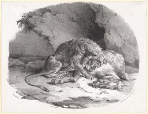 Kůň požíraný lvem (A Horse Being Devoured by a Lion) od Theodore Gericault