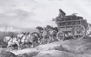 Uhelný vůz [sic.] tažený koňmi, 1822. od Theodore Gericault