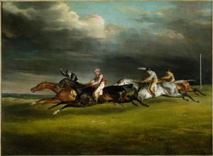 Dostihy (Derby z roku 1821 v Epsom od Theodore Gericault