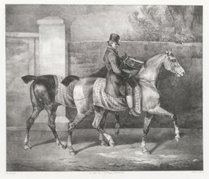 Dva koně, které venčí žokej (A Groom Exercising Two Horses) od Theodore Gericault