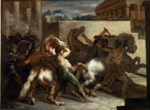 Dostihy zdarma v Římě - olej na plátně od Theodore Gericault