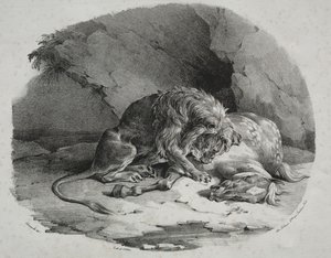 Kůň pohlcený lvem, 1823. od Theodore Gericault