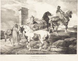 Koně na cestě na jarmark od Theodore Gericault