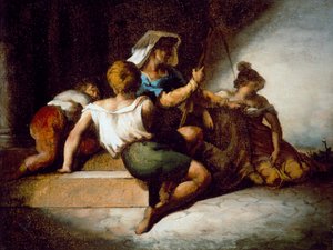 Italská rodina (olej na papíře podloženo plátnem) od Theodore Gericault