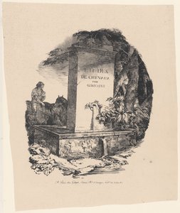„Napajedlo“, titulní strana knihy „Velcí koně – studie koní“ (The Watering Trough, Title Page for Studies of Horses or The Large Horses) od Theodore Gericault