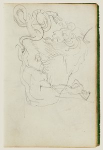 Lev útočící na hada nad studií nahé postavy od Theodore Gericault