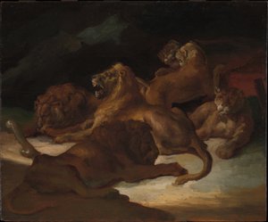 Lvi v horské krajině od Theodore Gericault