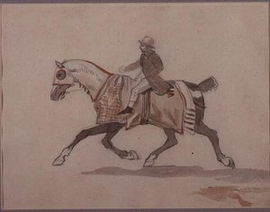 Malý ženich na klusajícím koni (tužka a akvarel) od Theodore Gericault