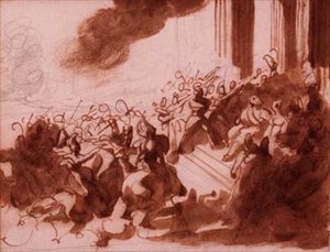 Ludvík XVIII. v průvodu na Champ de Mars (tužka, pero, hnědý inkoust a mytí) od Theodore Gericault