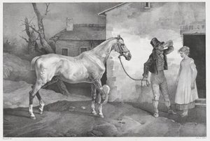 Starý kůň u vchodu do hostince od Theodore Gericault