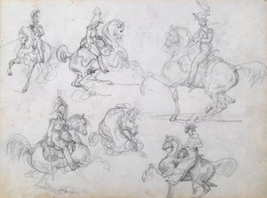 Jezdci na vzpínajících se koních od Theodore Gericault