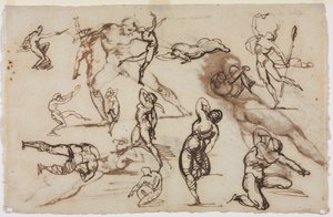 List s náčrtky (verso) od Theodore Gericault