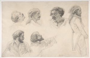 Šest studií pro Corréarda a Savignyho k obrazu „Vora Medúzy“ od Theodore Gericault