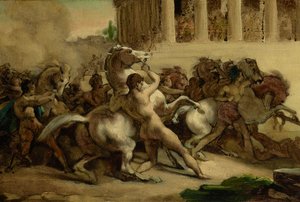 Závod koní bez jezdců, 1817 (olej, pero a inkoust na papíře na plátně)
