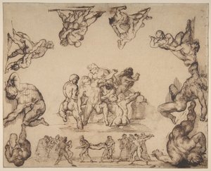 Záchrana topícího se muže (líc); Studie koně (rub) od Theodore Gericault