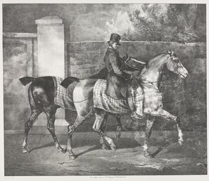 Dva koně trénovaní žokejem od Theodore Gericault
