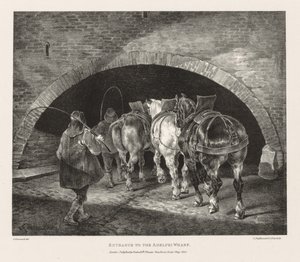 Různé předměty čerpané ze života a na kameni: Vstup do Adelphi Wharf, 1821. od Theodore Gericault