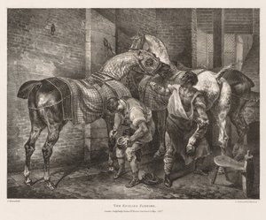 Různé předměty čerpané ze života a na kameni: Anglický podkovář, 1821. od Theodore Gericault