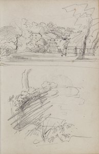 Pohled na venkovské sídlo a studie keřů a listoví od Theodore Gericault